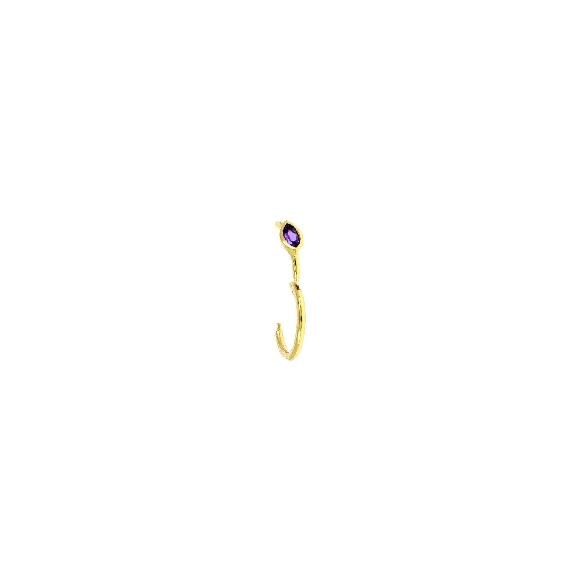 Amethyst Marquise 3x2mm 8mm Hoop Yellow Gold