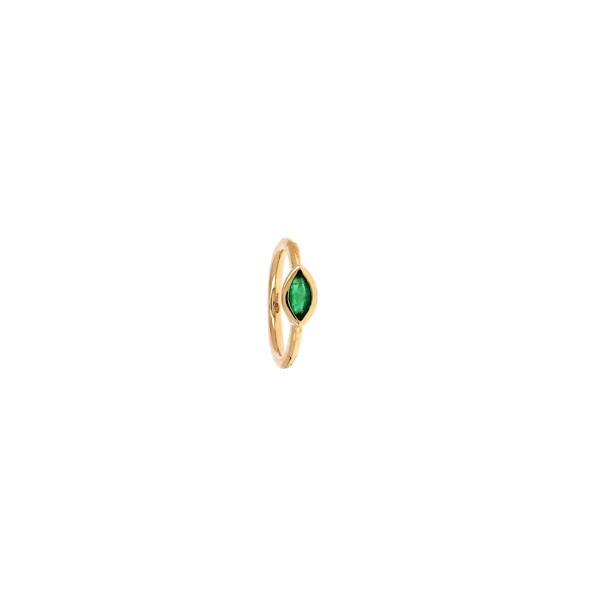 Emerald Marquise 3x2mm 8mm Hoop Rose Gold