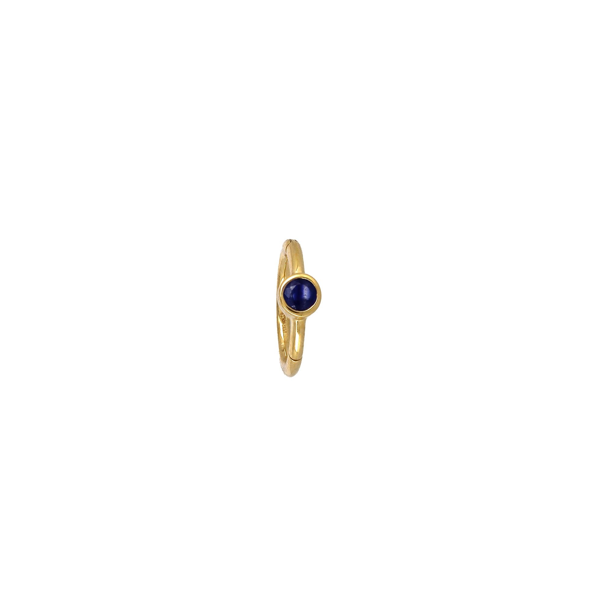 8mm 2.5mm Blue Sapphire Hoop Yellow Gold