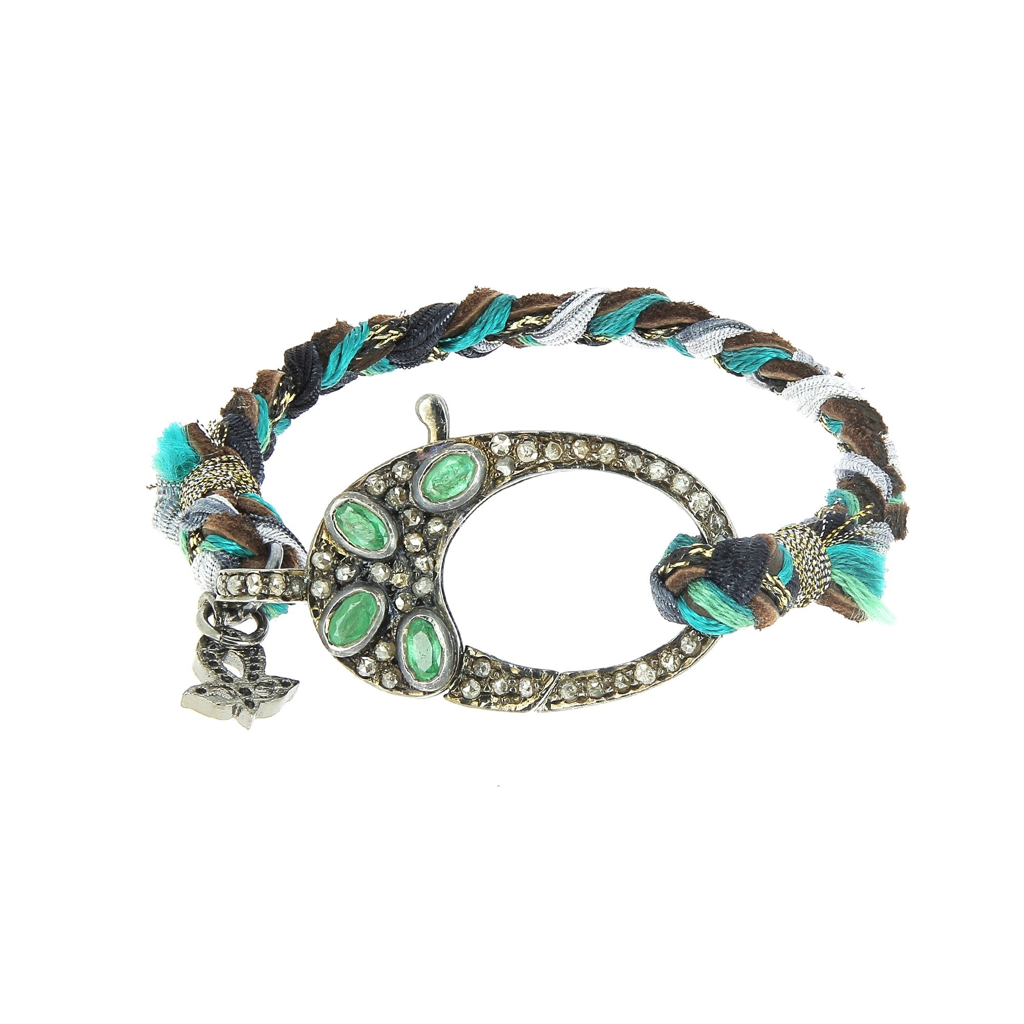 Dimond and Emerald Silk Bracelet