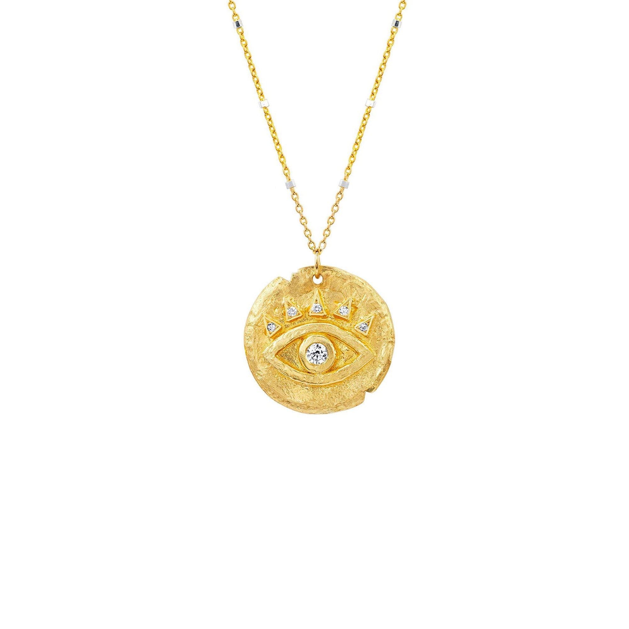 Diamond Baby Eye of Protection Coin Necklace
