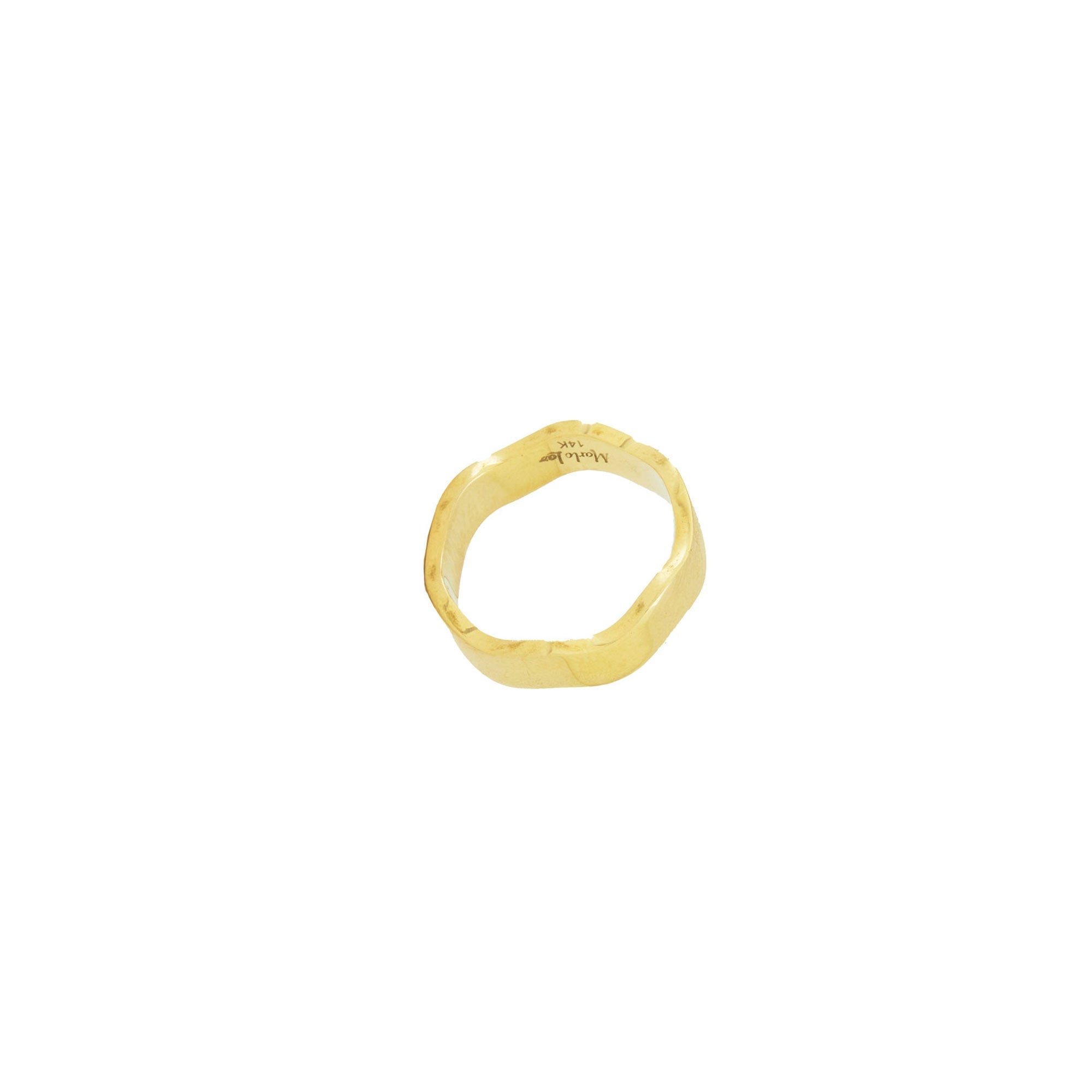 Gold Wave Band V Ring
