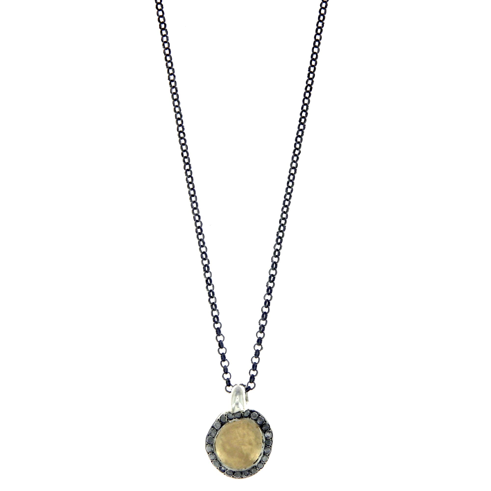 Icy Grey Diamonds Necklace Yellow Gold and Silver