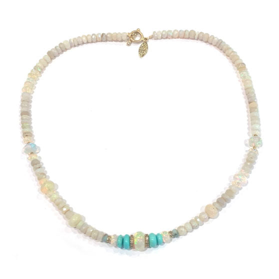 Turquoise and opale beads necklace
