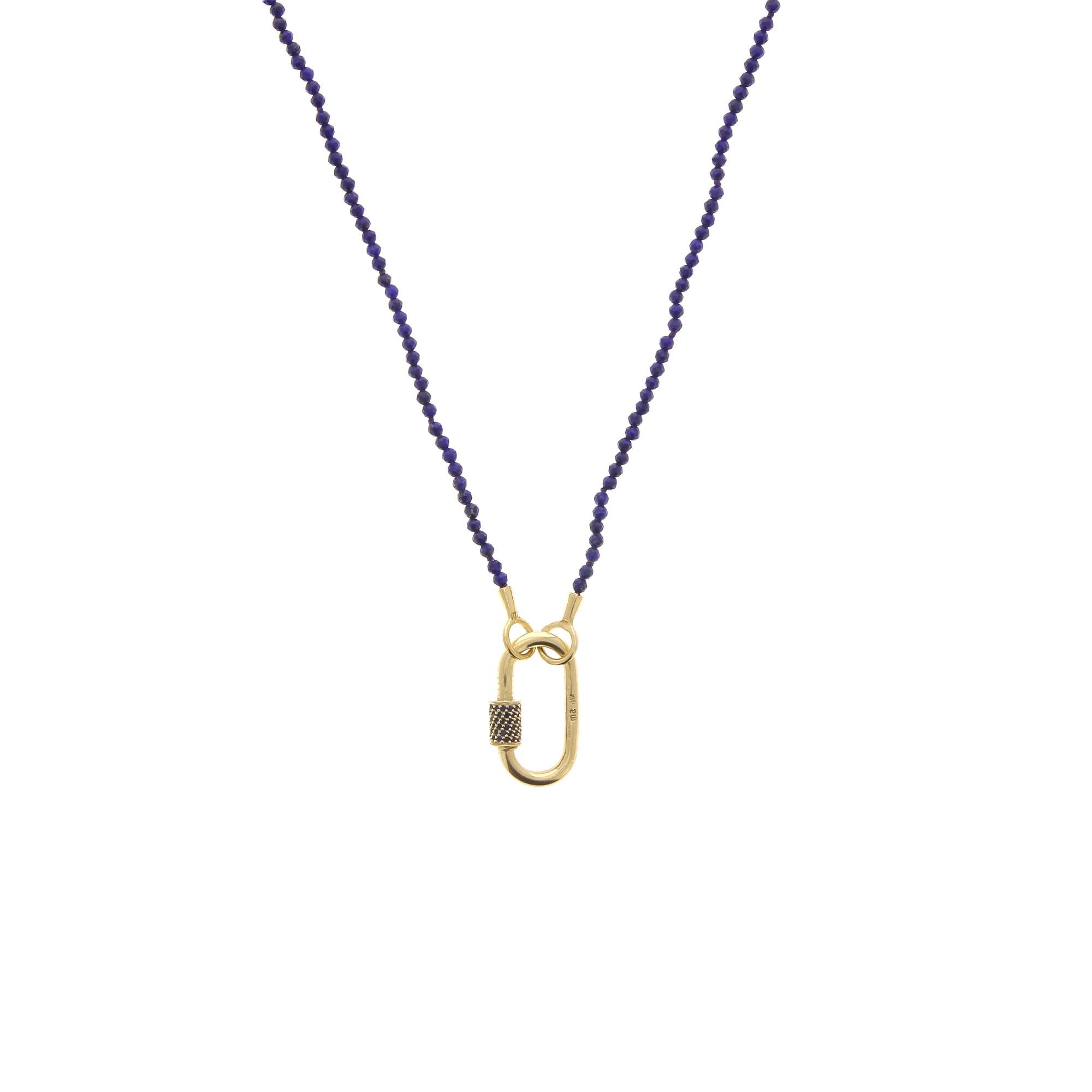 Lapis Beads Necklace with Yellow Gold Loops