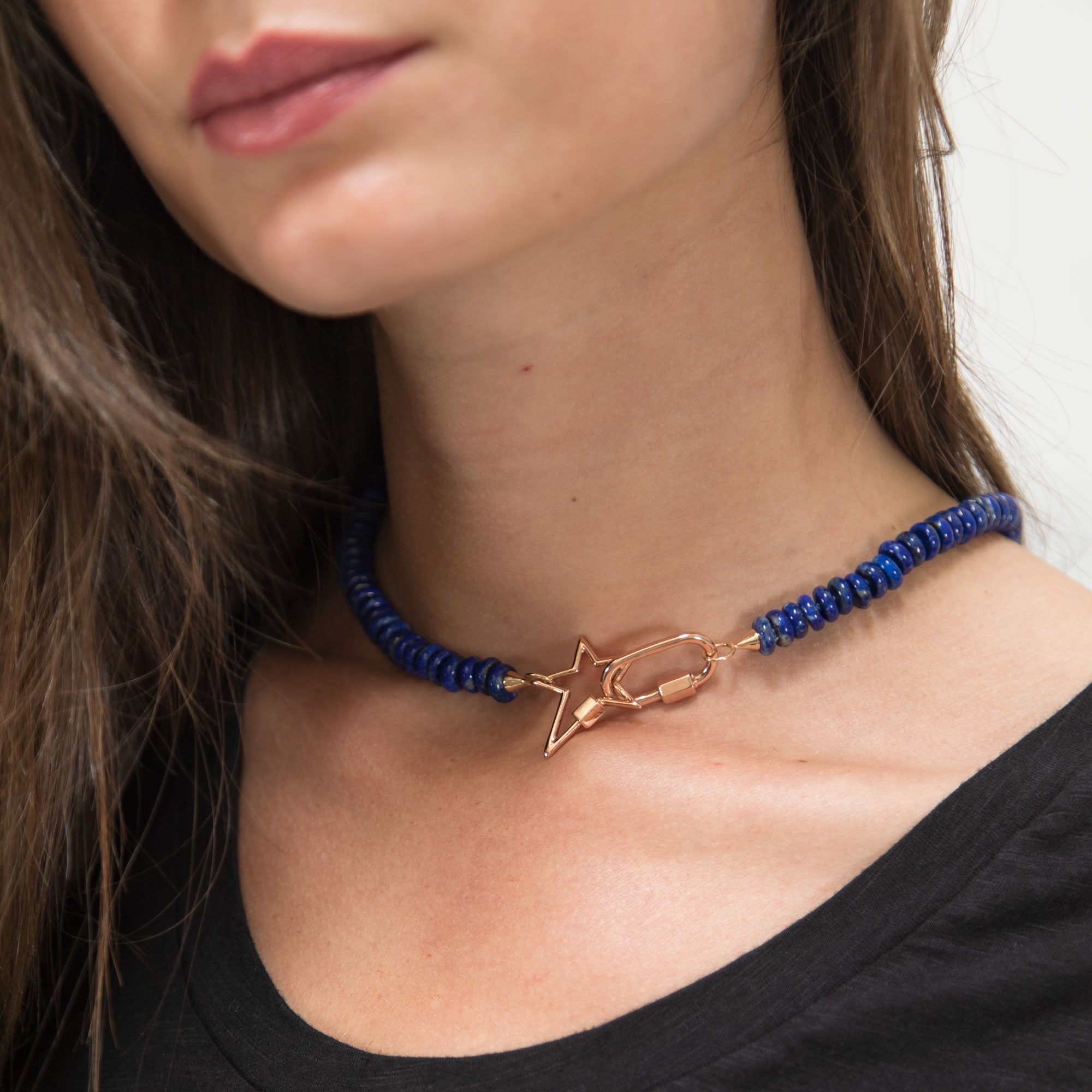 Lapis Necklace with Yellow Gold Loops