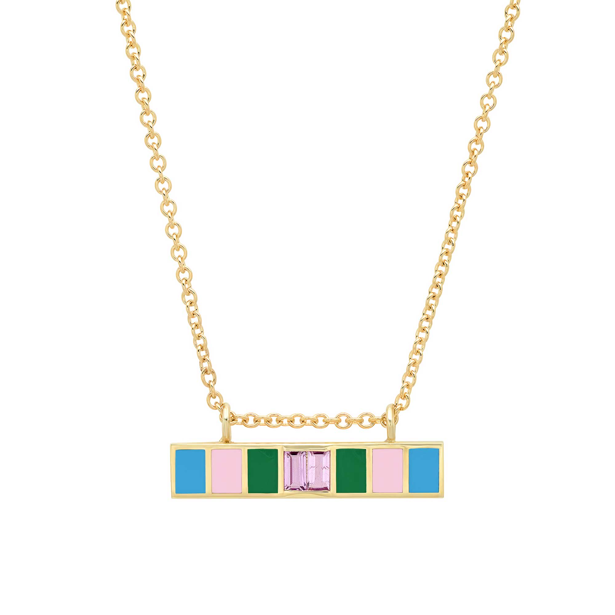 Loren Pink Sapphire Baguette Necklace