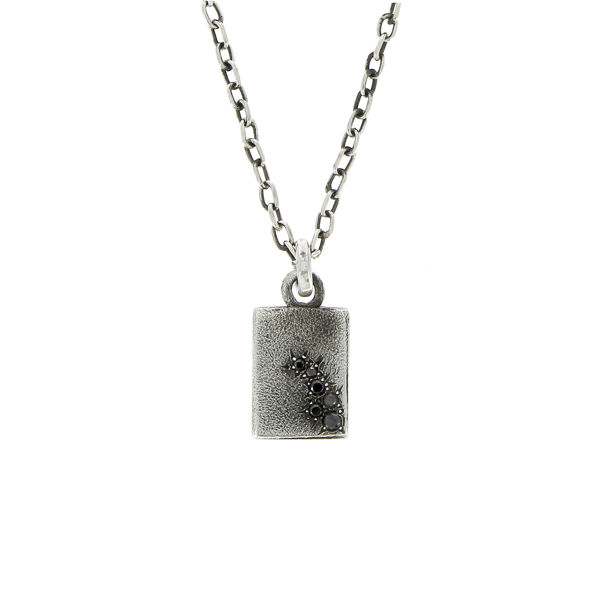 Square Tag with Black Diamond Necklace