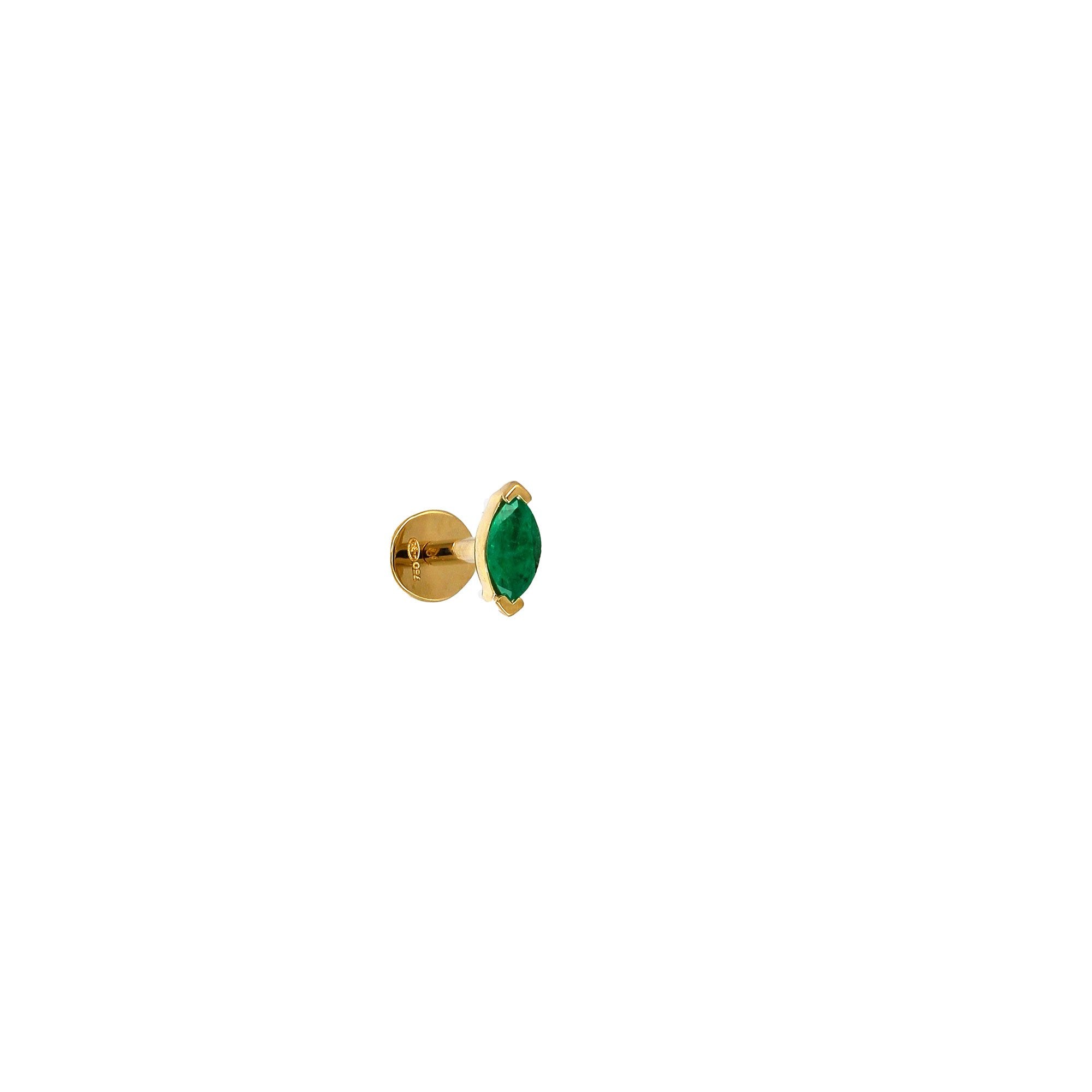 Marquise 4.5x2mm Emerald 8mm Stud Yellow Gold