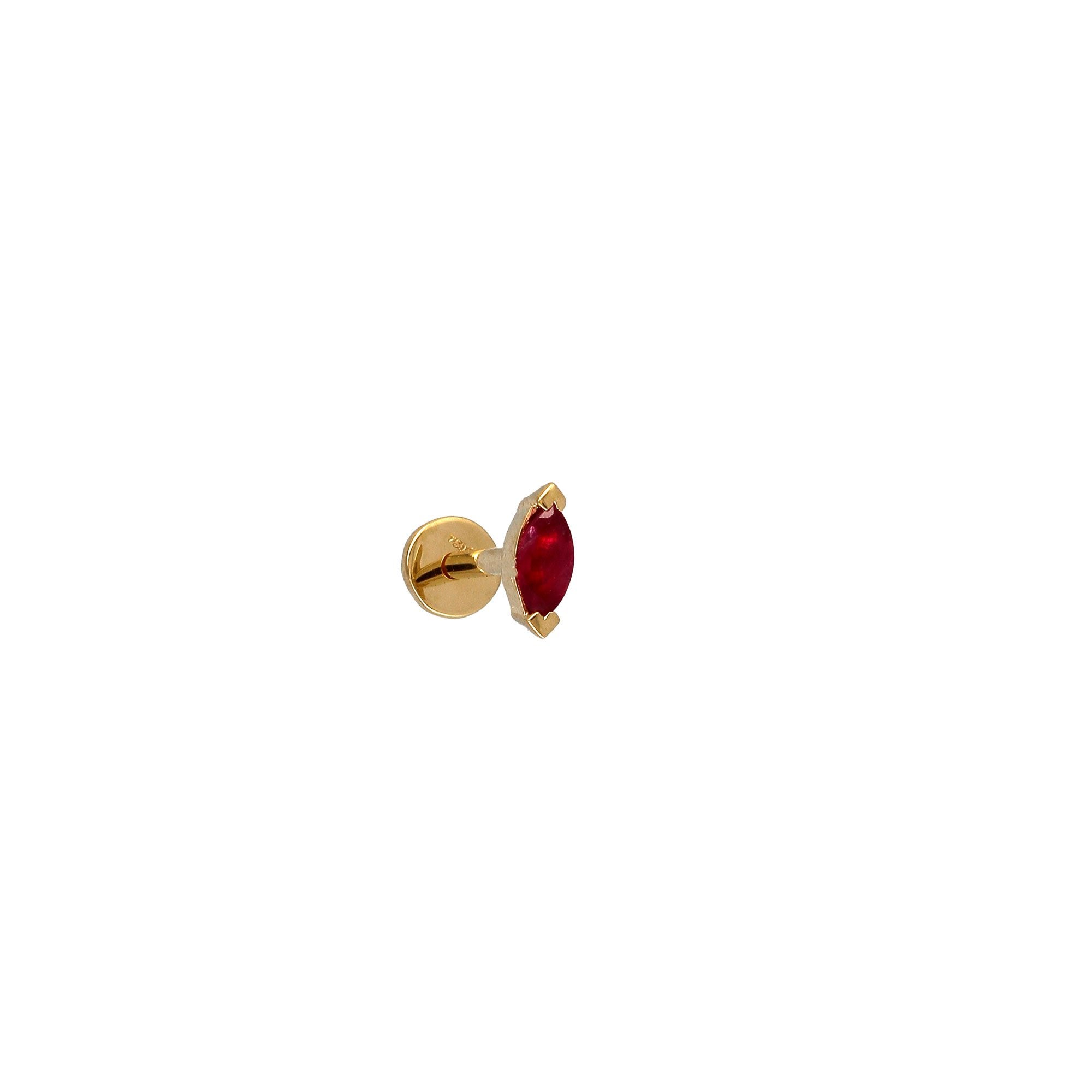Marquise 4.5x2mm Ruby 8mm Stud Yellow Gold