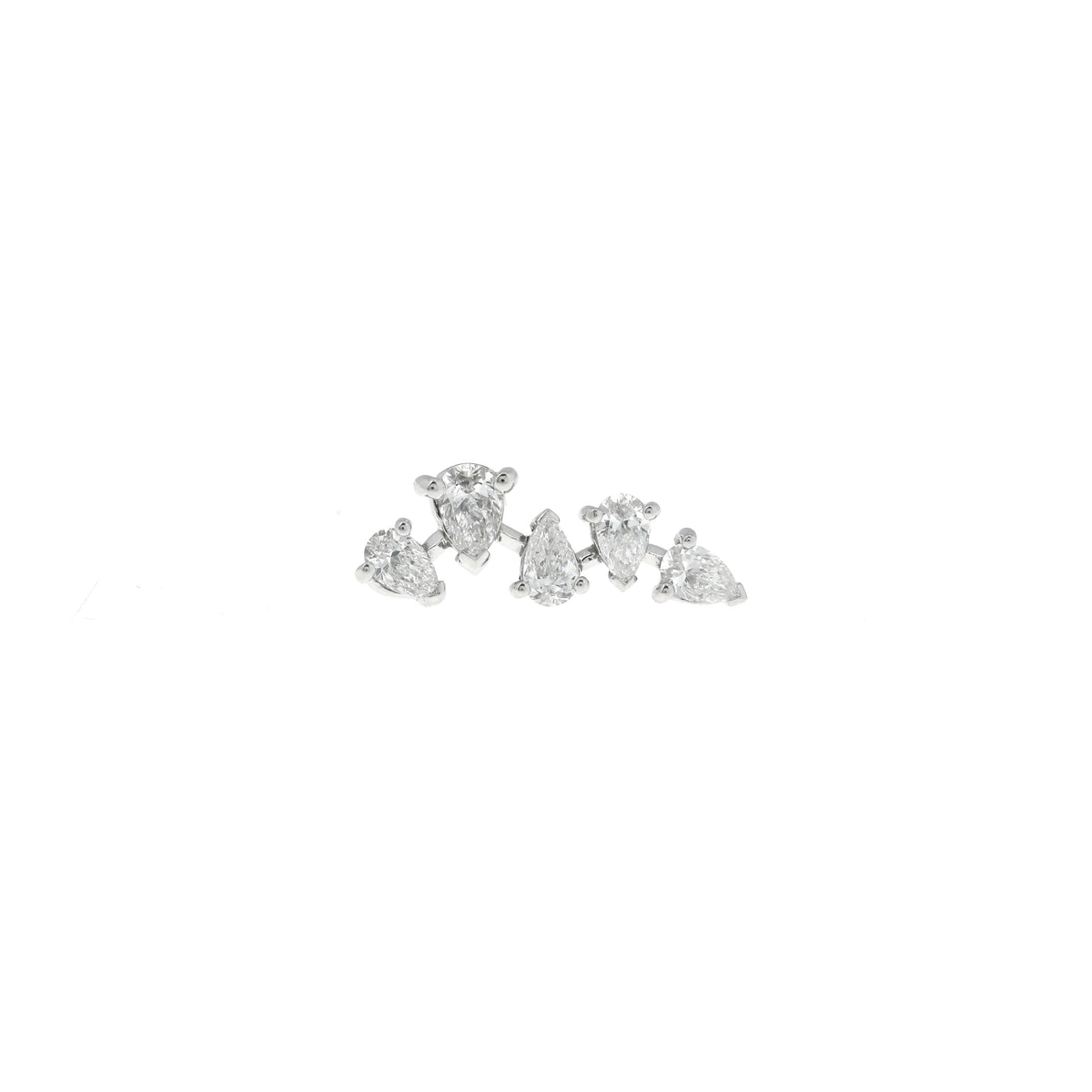 White Gold Diamond Five Spaced Pears Stud