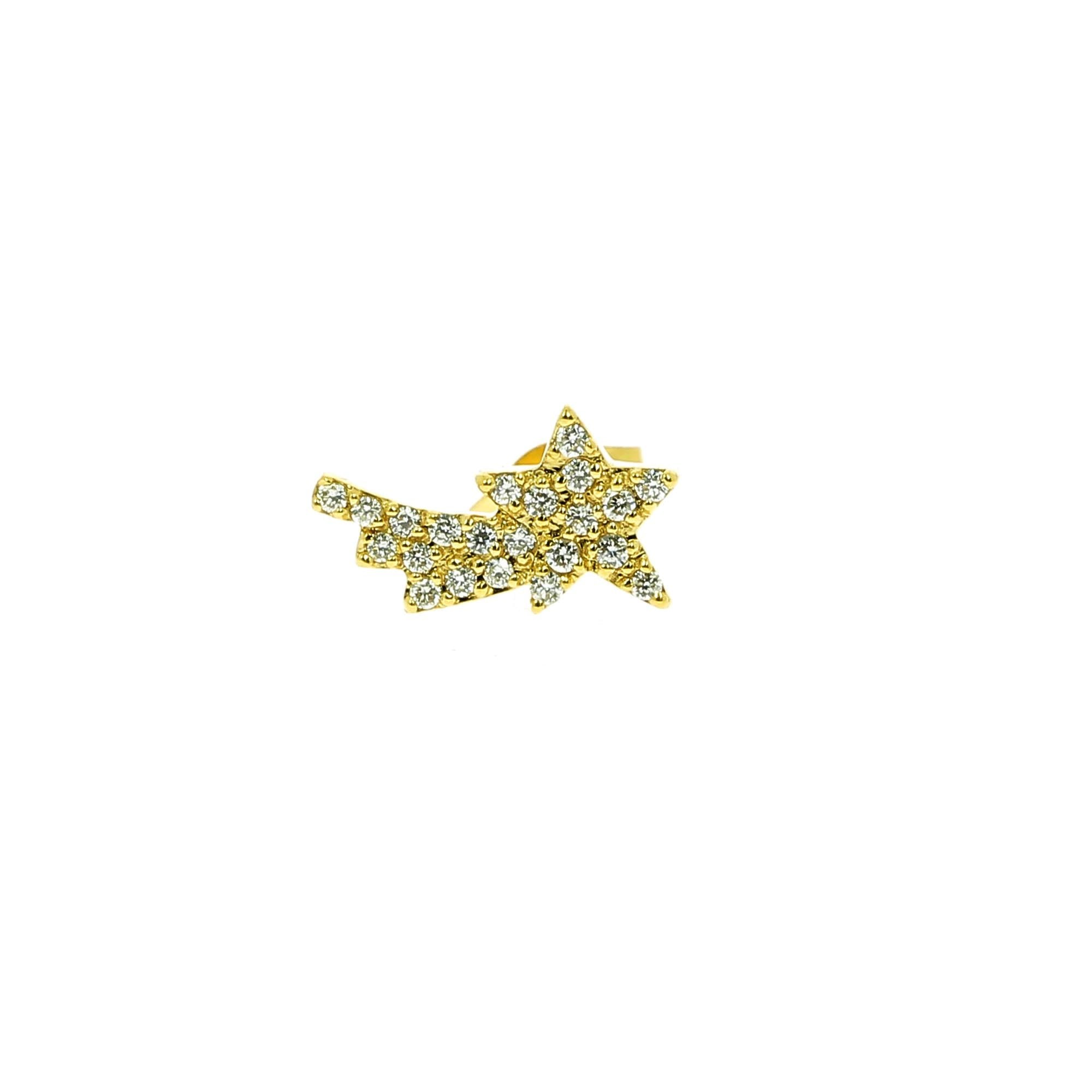 Diamond Shotting Star Stud Yellow Gold
