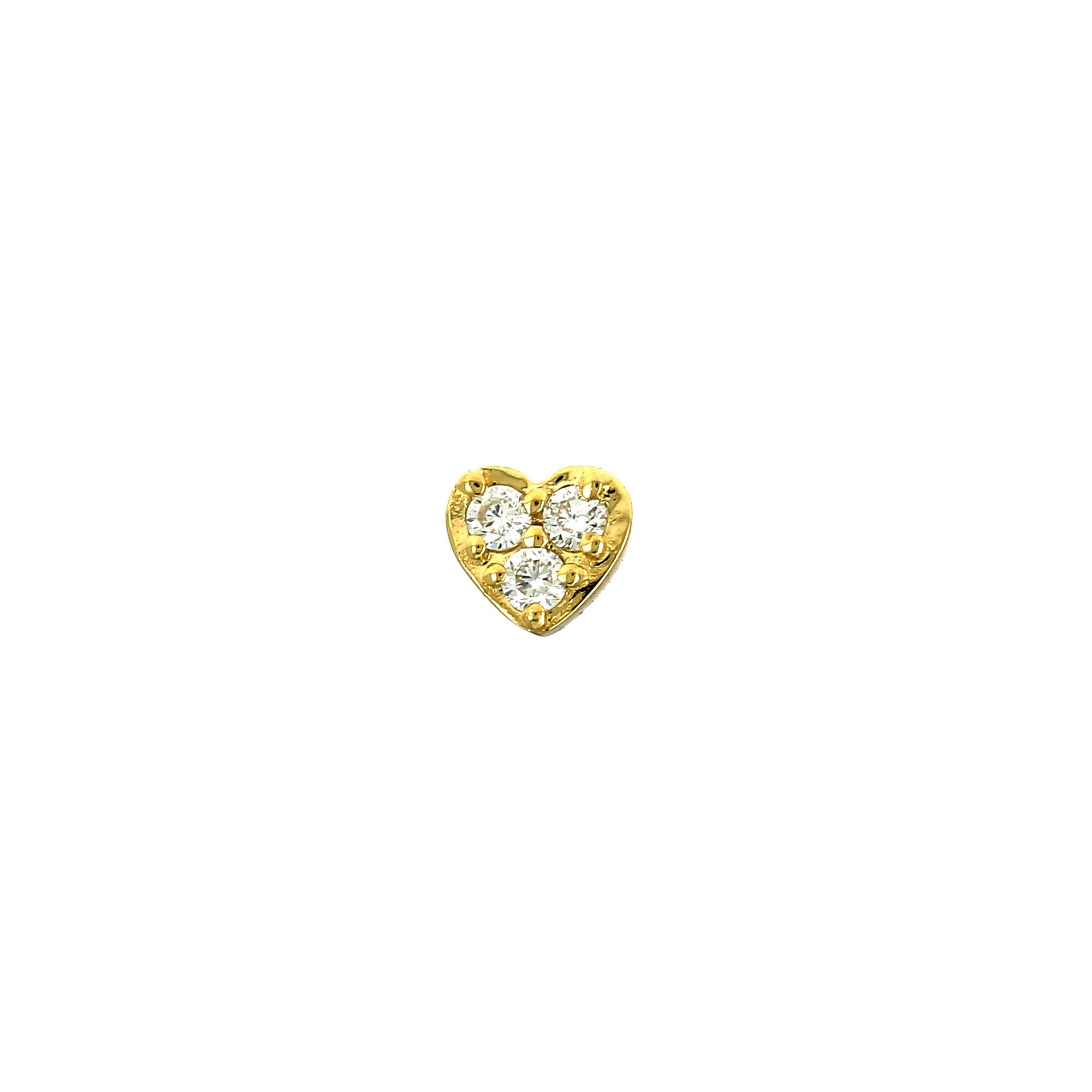 Paved Mini Heart Stud Yellow Gold
