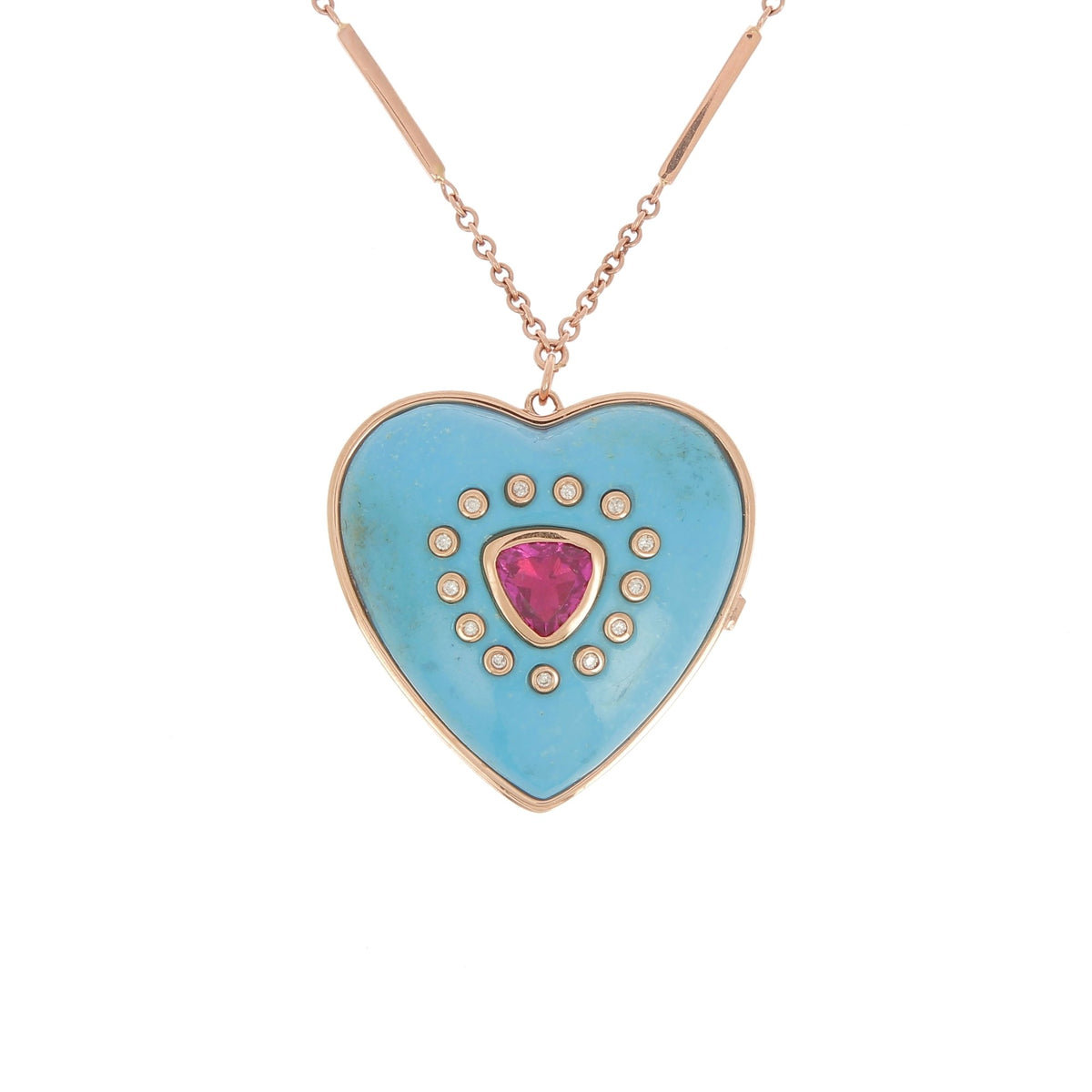 Turquoise heart diamonds necklace