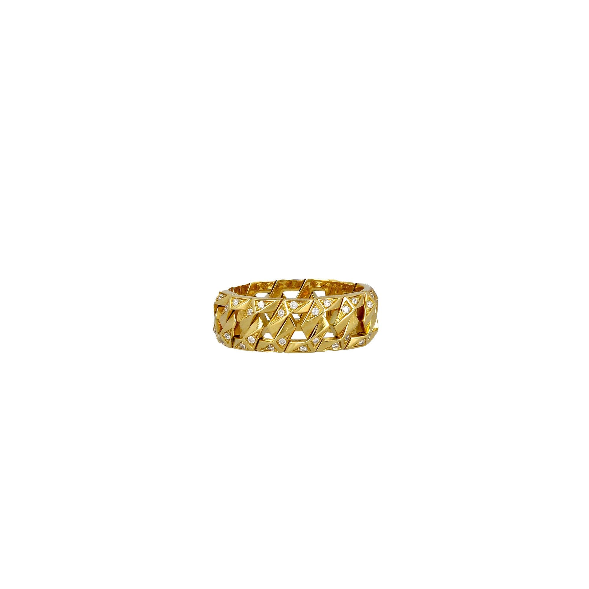 White Diamonds Bond Signature Ring Yellow Gold